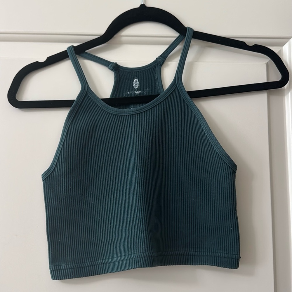 Free People Movement Happiness Runs Crop Green Tank, XS/S